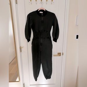 ALC jumpsuit, black with zipper and elasticized cuffs. XS